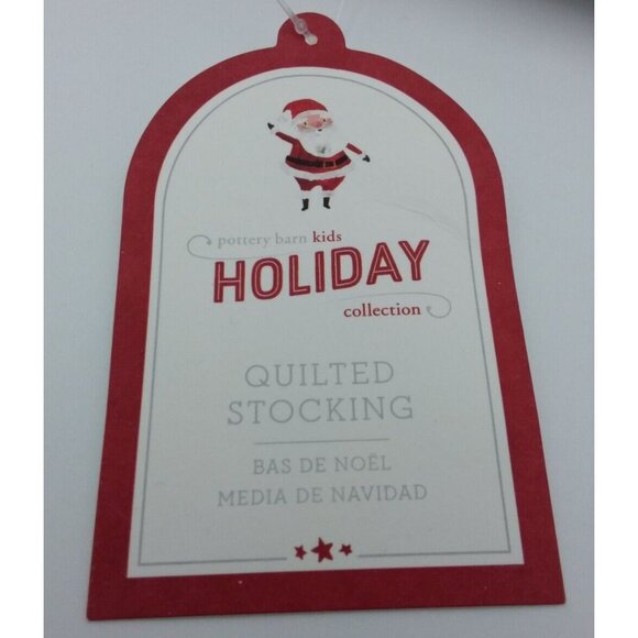 Pottery Barn Kids Stocking Santa Sleigh Bennett Holiday Christmas Quilted Grey - Picture 4 of 10